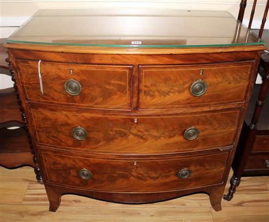 A George III mahogany bowfronted chest, W.91cms